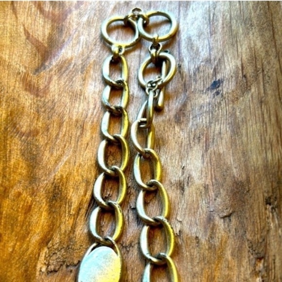 Vintage Rachel Zoe Chunky Necklace Nut Stone Gold Tone Size 16” Toggle - Picture 6 of 6